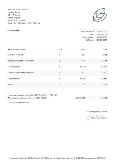 Classic invoice template