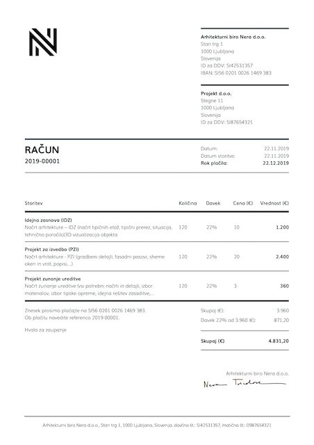 Minimal invoice template